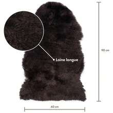 Alfombra de piel de oveja de pelo largo de 2x3 pies | Alfombras para mesitas de noche, sofá, silla o mesa de comedor | Cada alfombra de piel de oveja es creada por la naturaleza | Alfombra esponjosa pequeña en color chocolate - Multicolor 843 - Ver 2