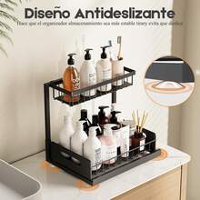 Organizador De Especias Extraíble Para Armarios De 2 Niveles - Negro - Ver 4