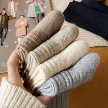 1 Pair/3 Pairs Camel Wool Socks For Women, Warm Socks For Winter, Comfortable Socks, Christmas Gift For Mom, Grandma, Aunt, Thick Socks For Boots, Women Birthday Gift