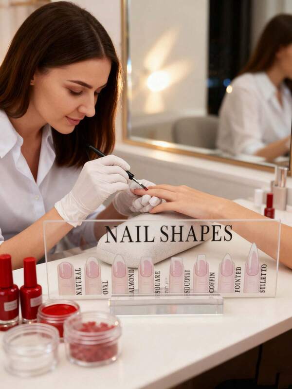 1 pieza Tablero de exhibición de formas de uñas, transparente, accesorio fotográfico fácil de instalar, decorativo y elegante para mostrar puntas de uñas postizas, exhibición de muestras para salón de uñas, exhibidor de escritorio de acrílico