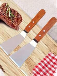 Stainless Steel Multipurpose Kitchen Spatula With Wood Handle, Suitable For Steak, Eggs,Cake, Pizza Cooking In Skillet, Kitchenware, Dishwasher Friendly, For Home And Restaurant Use - Multicolor - View 6