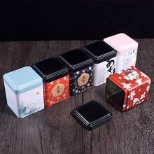 Hộp đựng trà kín, hộp đựng đồ nhà bếp, lọ thiếc, hộp thiếc hình vuông, hộp đựng kẹo bằng sắt, hộp đựng trà cổ điển - Nhiều màu - Xem 5