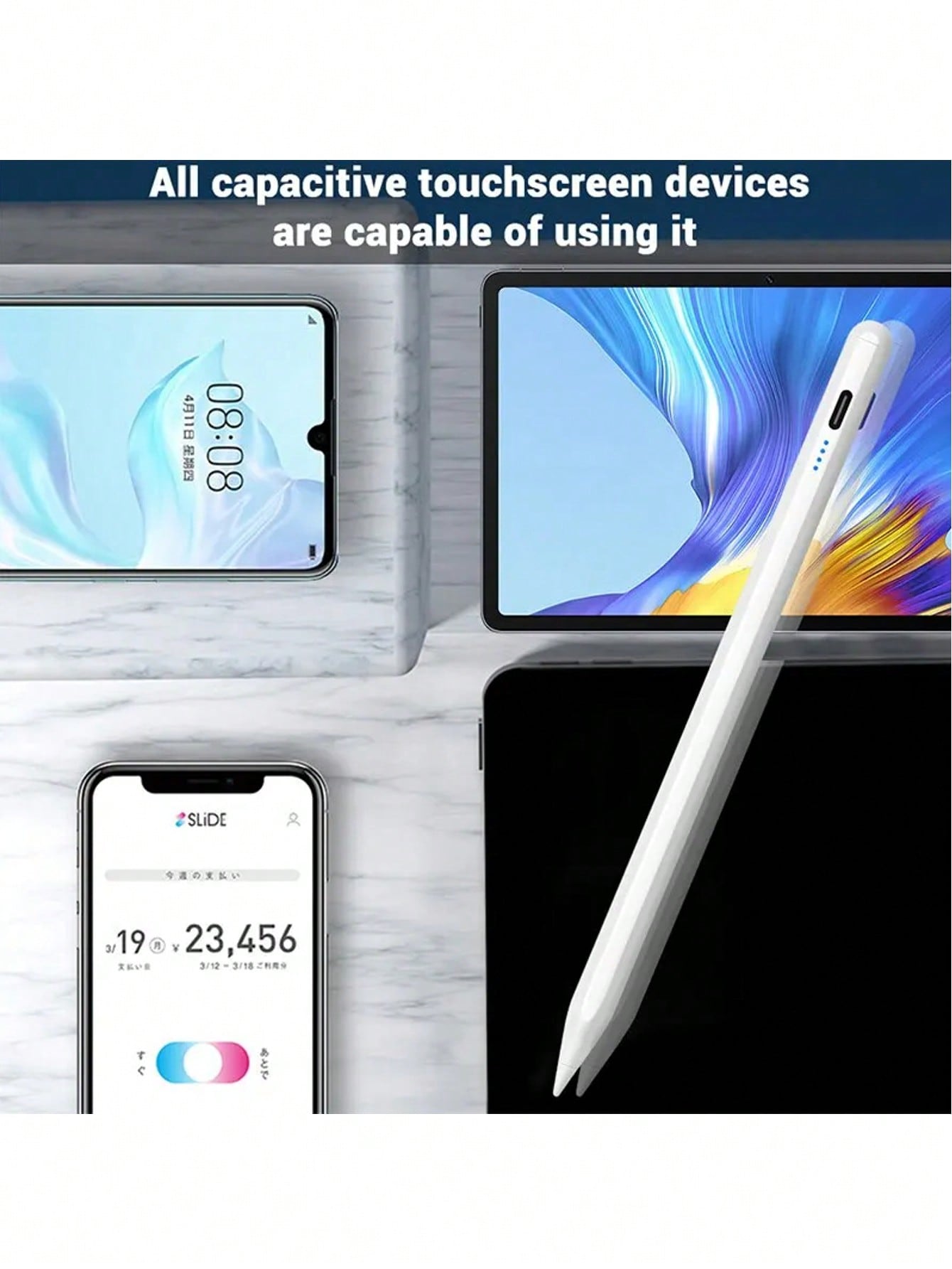 قلم تعمل باللمس من سبيكة الألومنيوم عالمي، قابل لل...