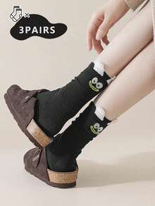 paquete de 1/2/3/5 pares de calcetines tipo barco con diseños de caras de animales de dibujos animados - Diseños adorables con orejas esponjosas y patrones de monstruos lindos. Calcetines tipo barco para mujeres y niñas en colores blanco, negro, gris y marrón, perfectos para usar en casa, de viaje o como regalo de Navidad para mujeres