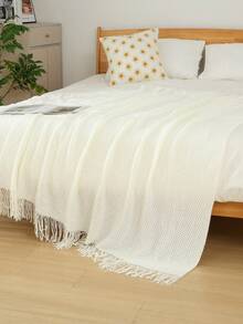 1pc Comfortable Acrylic Knitted Throw Blanket With Tassels, Modern Style, Suitable For All Seasons, Versatile Shawl/Bedspread/Nap Blanket/Car Blanket/Air Conditioning Blanket, Applicable For Various Occasions - Multicolor - View 12