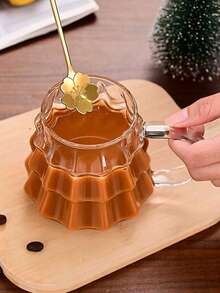 1pc Christmas Tree Glass Cup, Minimalist Coffee Cup, Exquisitely Crafted, Suitable For Home Decor Coffee Cups, Christmas Party Tableware, Gift-Giving Presents, Festive Decorations. - Multicolor - View 7
