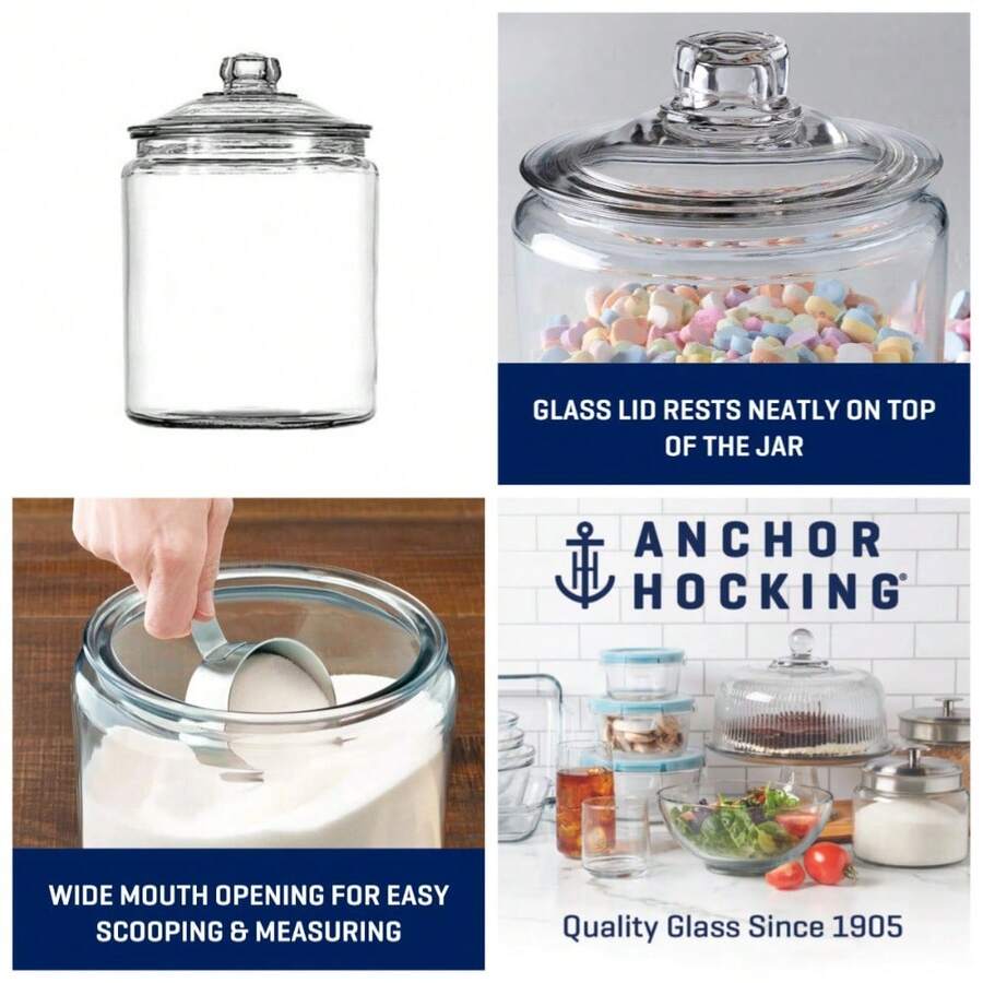 Heritage Hill Glass Jar With Lid, 1/2 Gallon