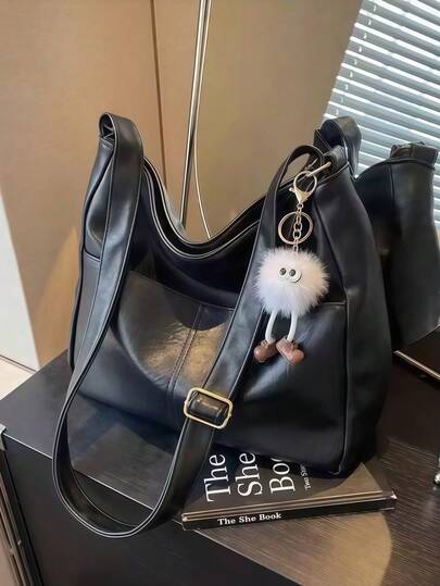 女士时尚大容量单肩手提包，休闲经典百搭日常通勤包，时尚个性包，适合日常搭配、简约风格、拍照、购物、约会、郊游、旅行、海边、沙滩等场合，便携易用，适合女生、女大学生，也非常适合办公室、大学、初中、高中、工作场合。