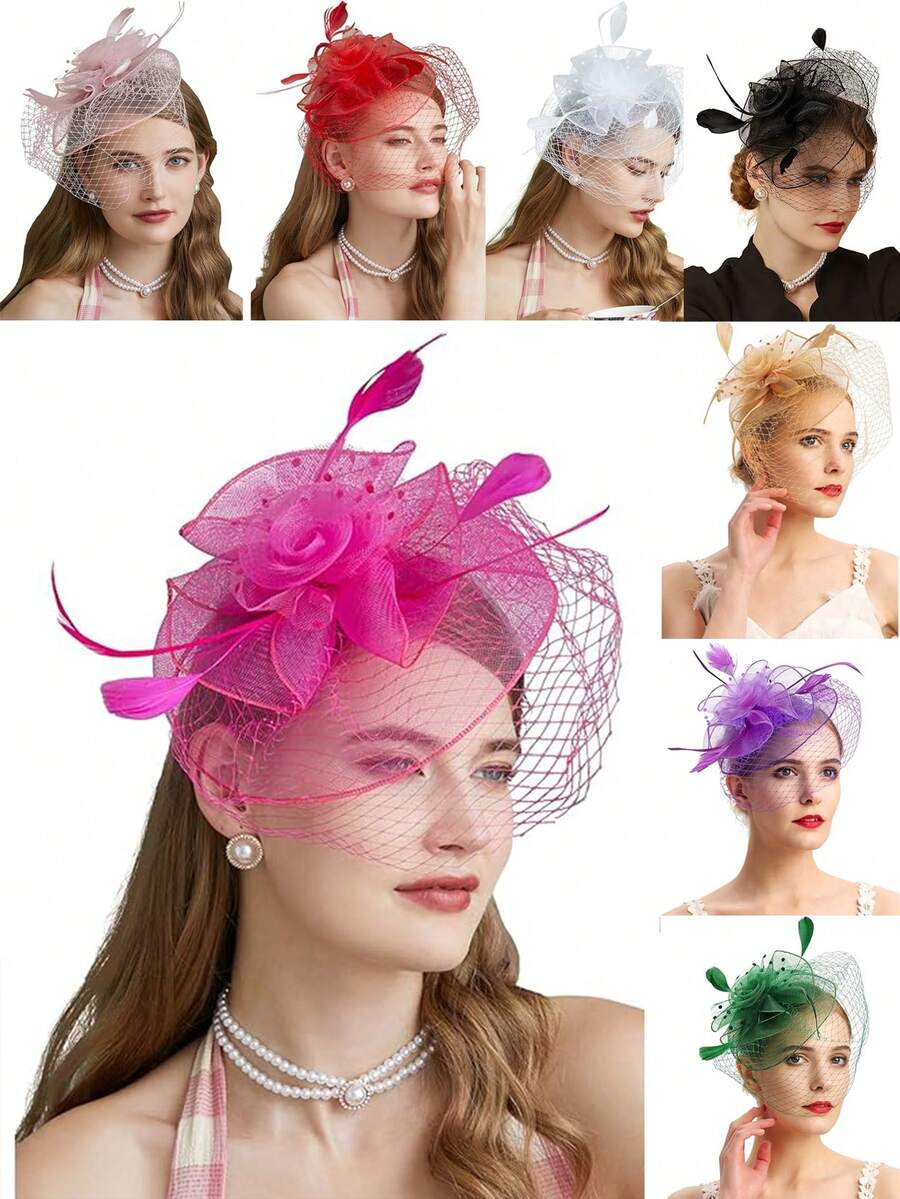 1 Pc Fascinators Hats 20s 50s Hat Pillbox Hat Tea Party Headwear With Veil For Girls And Women, Mini Top Hat