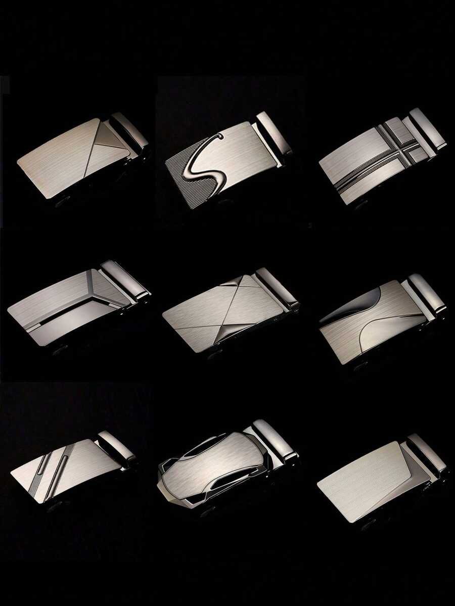 15种几何形状可选男士自动机械皮带扣 - 銀灰色 - 查看 1