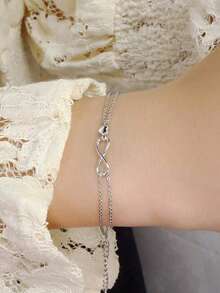 Brățară elegantă din argint, pandantiv clasic în formă de inimă, potrivită pentru purtare zilnică, petreceri, nunți și cadouri de Ziua Îndrăgostiților