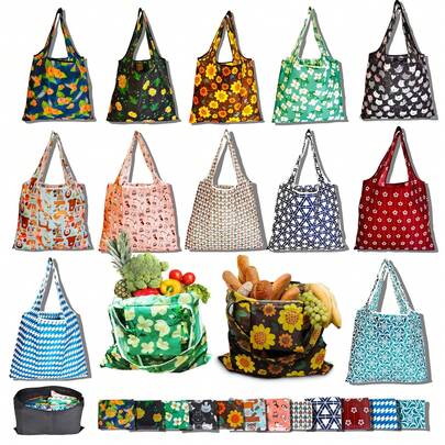 12 Pack Reusable Grocery Bag, Foldable Shopping Bag, Large Capacity Gift Tote Bag, Storage Bag For Groceries