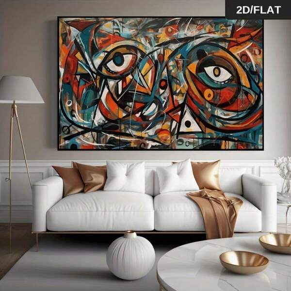 1pc Modern Picasso Style Abstract Canvas Art Print, Frameless, Vibrant Facial Wall Art, Suitable For Living Room And Bedroom Decor, Wall Decor | Abstract Artwork | Frameless Canvas, Wall Decor