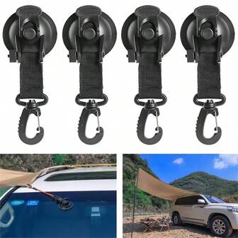 6pcs Heavy-Duty Windproof Suction Cup Hooks - Multi-Functional Camping & Car Mounted Tent Hooks With Secure Grip, Durable ABS Material For Outdoor Camping, Car, Tent, And Home Use, Camping Accessories