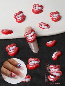 10 أزواج من الراين ستون لتزيين الشفاه والأظافر في عيد الهالوين، ملصقات أظافر ثلاثية الأبعاد مضحكة وشخصية، مناسبة لصالونات الأظافر والأعمال اليدوية وتزيين الأظافر والإكسسوارات الشعرية