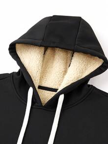 2pcs Men's Fleece Hoodie And Sweatpants Set, Thick Warm Hooded Top And Drawstring Ankle Pants, Autumn/Winter