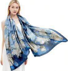 Silk Scarf For Women Fashion Long Satin Lightweight Large Shawl Wrap Printed Sleep 70''X35''halloween - 211花 - 查看 9