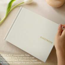 Beautiful  Wedding Guest Book For Your Wedding Reception - Simply Elegant Guestbook To Sign In And Add Photos - The Perfect Baby Shower Guest Book And Addition To Your Big Day - 米色 - 查看 3