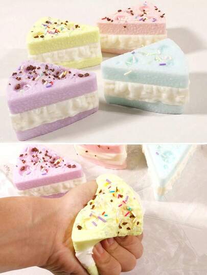 2026新款创意减压捏捏乐奶酪玩具，逼真质感慢回弹抗压捏捏乐玩具，节日小礼物，1个逼真食物玩具芝士蛋糕捏捏乐软面包慢回弹玩具，创意软捏减压玩具