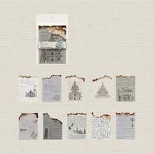 30pcs/Pack Vintage English Phrase Handwritten Burned Craft Asymmetrical Edge Scrapbooking Paper, Retro Music Notes, Letters, Butterflies, Distressed Diary & Journal Decorative DIY Background Material
