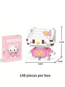 Seturile de blocuri de construcție Sanrio Hello Kitty My Melody Sanrio pot îmbunătăți concentrarea, decorarea camerei cu blocuri de construcție, cadouri de ziua de naștere, seturi de materiale pentru artizanat, model de animale de asamblat, personaje. (Cutie de culori ambalaj aleatoriu) - Multicolor - Vizualizare 17