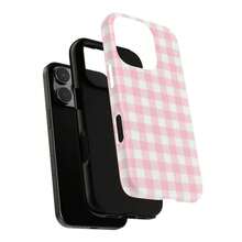 Pink Gingham Phone Case, Tough Cases For IPhone, Cute Protective Cover, Summer Vibe Phone Accessory, Birthday Gift,Suitable For IPhone 17 Air - trắng - Xem 7