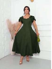 Elegant Women's Midi Dress Party Formal And Evening Summer - 軍綠色 - 查看 1