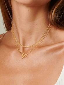 1pc Geometric OT Clasp Necklace, Suitable For Women's Daily Wear