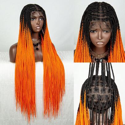 A ANYTIME Synthetic Braided Wigs For Black Women Full Lace Wig Braid African Knotless Box Braids Hair Lace Front Wigs Cheap Cornrow Braids