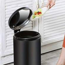 Stainless Steel Trash Can With Tread Cover, Silent Operation, No Need For Batteries, Polished Surface, Simple Cylindrical Design, Suitable For Bedrooms, Kitchens, Living Rooms, Bathrooms, Offices, Sturdy And Durable, Multifunctional Recycling Container - Multicolor - View 8