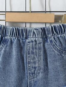 1件装幼儿男童休闲时尚街头复古Y2K做旧牛仔裤，采用褪色、破洞和磨损设计，适合户外活动、返校、通勤和社交场合，春夏秋冬四季皆宜。