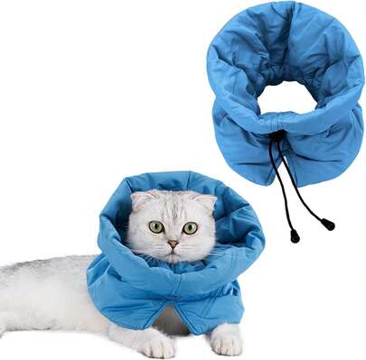 Cat Rvery Collar,Soft Adjustable Cone Alternative, Lightweight &Amp; Waterproof Post-Surgery Collar For Cats &Amp; Dogs, Prevents Licking Wounds For  Skin Protection (Lake Blue, M)