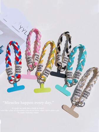 1pc Colorful Rope Knot & Golden Thread Decor Phone Lanyard, Fashionable Anti-Lost Personalized Handheld Accessory, Wholesale Short Strap