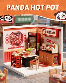 Robotime Rolife Super Creator DIY Plastic Miniature House Building Set - 3D Puzzle With LED Lights, Compatible With Mini Figures, And A Variety Of Themes. This 3D Model Toy Is Suitable For Teenagers And Adults, Making It An Ideal Christmas Or Birthday Gift - Lẩu Panda - Xem 1