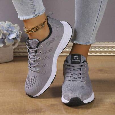 Plus Size Women's Casual Sports Shoes, Fashionable Mesh Breathable Soft Bottom Running Shoes, Spring/Autumn, Wholesale Special Price