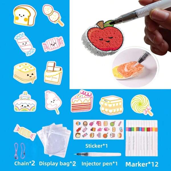 Kit de arte de caja DIY de caliente en 2025: 4 temas de espuma misteriosos + 12 pinceles | Crea decoraciones de festival para Halloween/Navidad/Año Nuevo | Manualidades de llavero colgante adecuadas para niños