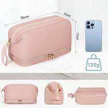 Almacenamiento deéticos RAINSMORE Neceser Separación de Humedad y Sequedad Cosmetiquera Para Hombre y Mujer Bolsa de Maquillaje Impermeable Cosmetiquera de Viaje Abertura Amplia Neceser de Viaje Negro - Rosa - Ver 3