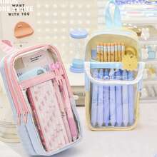 1pc Corduroy Pencil Case,Large Capacity Soft Zippered Pencil Pouch Makeup Bag, School Office Acsesories Desktop Stationery Storage Bag, School Supplies Pencil Case Creative Gift For Thanksgiving, Christmas, Birthday Halloween Decoration Back To School - Multicolor - View 2