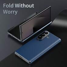 Suitable For Samsung Galaxy ZFold4 ZFold5 ZFold6 ZFold7 Phone Case, Dual Axis Hinge Protection, Single Cover Semi-Enclosed Protection Design, Minimalist Solid Color Premium Synthetic Leather Phone Protective Case