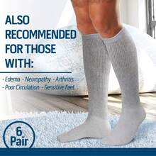 Mens Diabetic Over The Calf Socks Knee Premium Cotton High Socks - Grey - View 2
