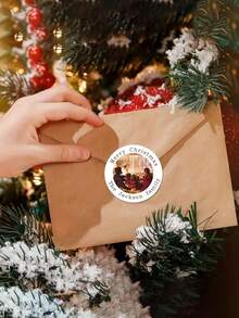 Customized Christmas Stickers Family Name & Photo/Text - Round Glossy Semi-Gloss Labels For Family Photos, Names, Birthdays, Graduations - Bulk/Single Use Holiday Party Gift Decals (Dd Your Own Picture) - Multicolor - View 3