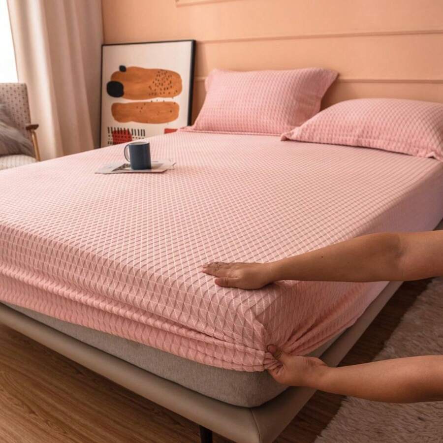 Flat Sheets - Waffle Grid-blue Gray - View 1