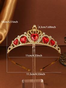 Bridal Crown Heart Headdress Rhinestones Wedding For The Headpiece Women Bride Tiara Valentine's Day(With A Crown Fixator)