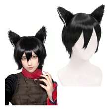 DIzutsumi Cosplay Black Wig With Headband For Halloween Anime Party Black (Black1) - Black1 - View 1