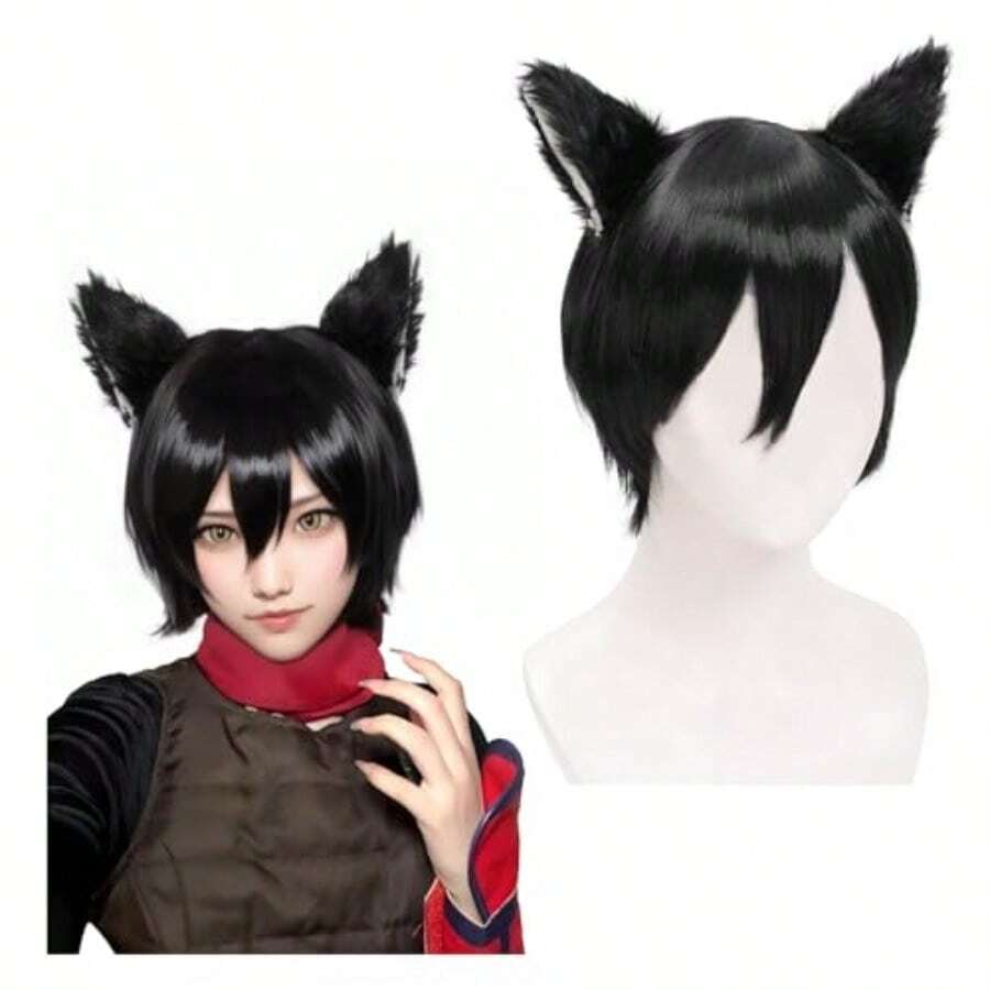 DIzutsumi Cosplay Black Wig With Headband For Halloween Anime Party Black (Black1) - Black1 - View 1