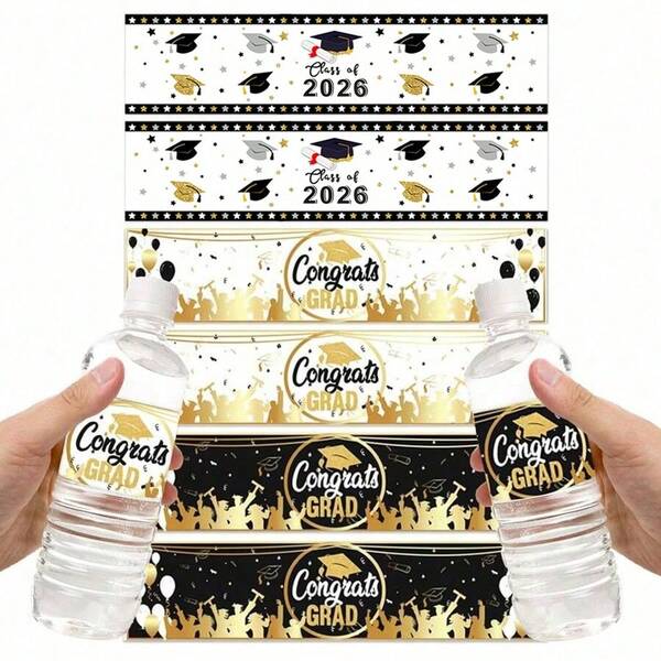10pcs/20pcs/40pcs 2026 Graduation Theme Water Bottle Sticker For Celebrating Graduation Party Water Bottle Gift Packaging Decoration Sticker
