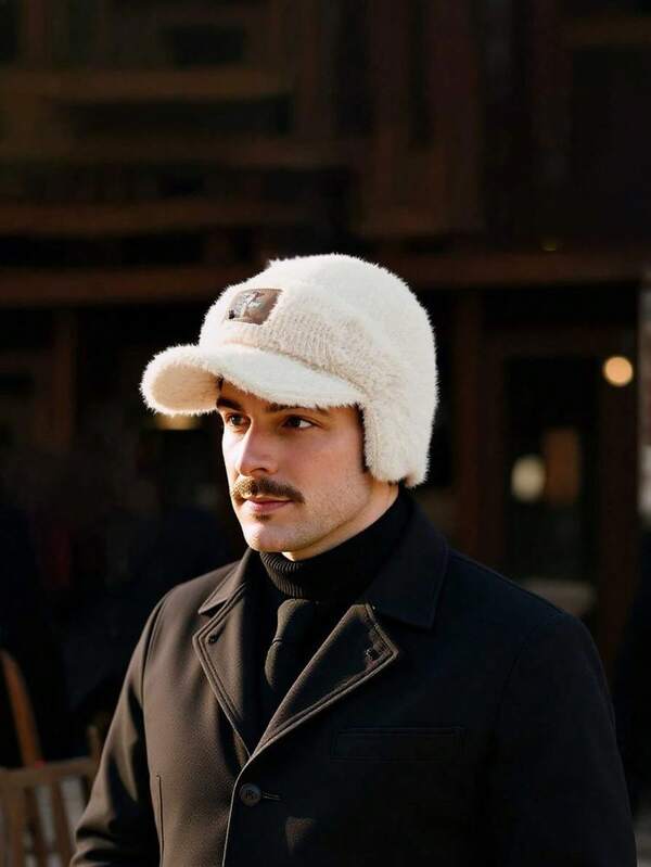 1 Stück Herren Baseball Kappe mit Ohrenschutz, modisch vielseitig, windabweisend isolierend warm, Ohrenklappe Schutz, weich bequem, geeignet für kaltes Wetter, Weihnachten, Frühlingsfest, Neujahr, Outdoor im Winter, Fahrrad Zubehör