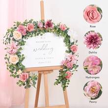 1pc Artificial Rose Vine Garland, 6ft Faux Flower Strand For Wedding Arch Table Centerpiece Home Wall Decor