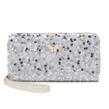 女士长款钱包 韩版时尚新款亮片装饰 高端蝴蝶点缀 多卡位零钱包 女士钱包 手提包 钱包 - 彩色 - 查看 9