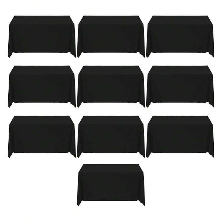 Black Tablecloths,10 Pack 90 * 156inch Stain And Wrinkle Resistant Polyester Black Rectangle Tablecloth,Decorative Fabric Table Cover For Party,Wedding,Kitchen,Dinning - 多色762 - 查看 1